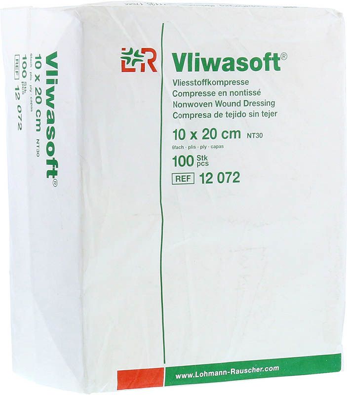 Vliwasoft Compresses non tissées 10x20cm 6 plis Btl 100 pièces