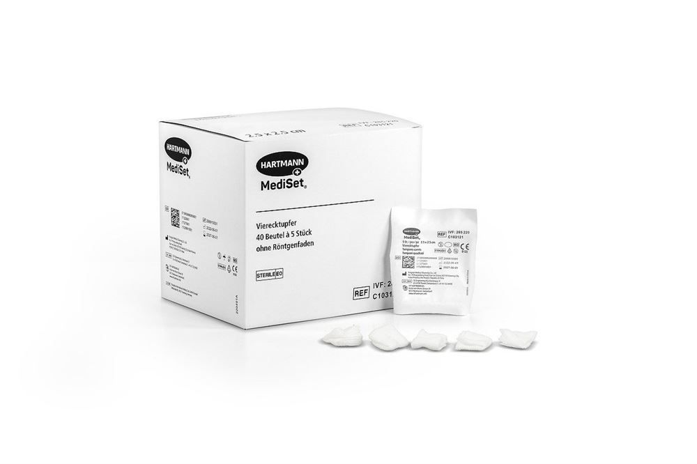 MEDISET Tampons carrés 2.5x2.5cm st 40 Btl 5 pièces MEDISET Tampons carrés 2.5x2.5cm st 40 Btl 5 pièces