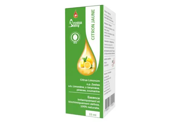 Huile essentielle de citron Aromasan en boîte, bio 15ml Huile essentielle de citron Aromasan en boîte, bio 15ml