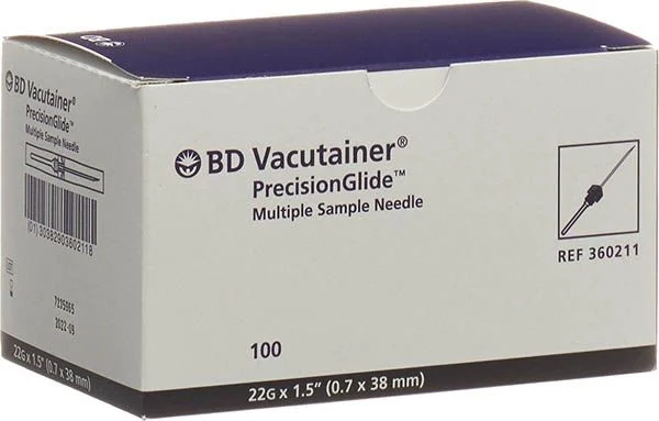 Canule VACUTAINER 22G 0.7x38mm noir 100 pièces