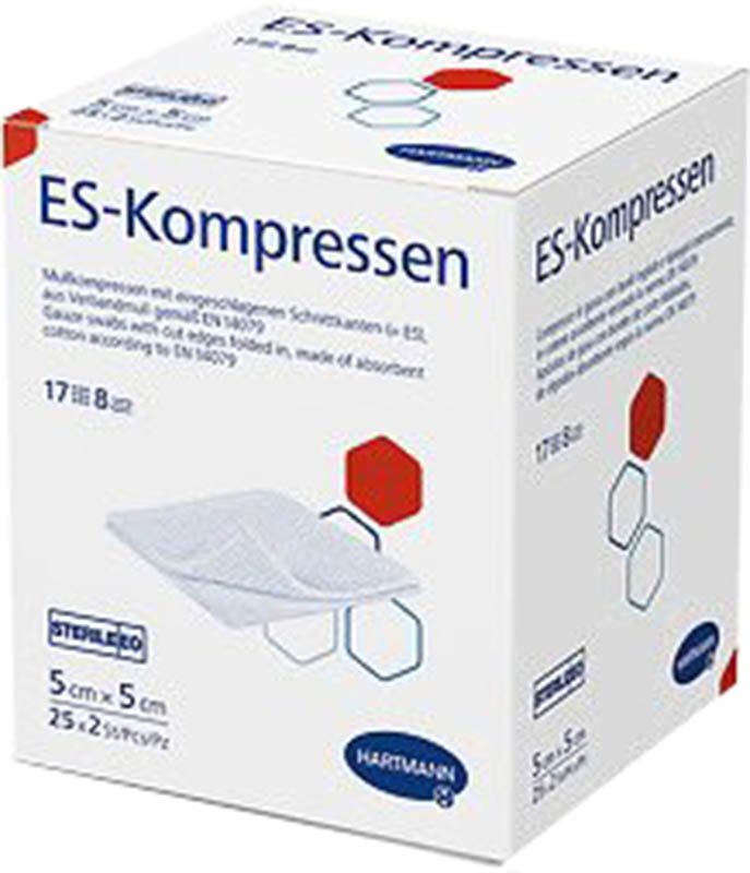 Compresse ES Hartmann Type 17 5x5cm 8 fois stérile 50 x 2 pièces