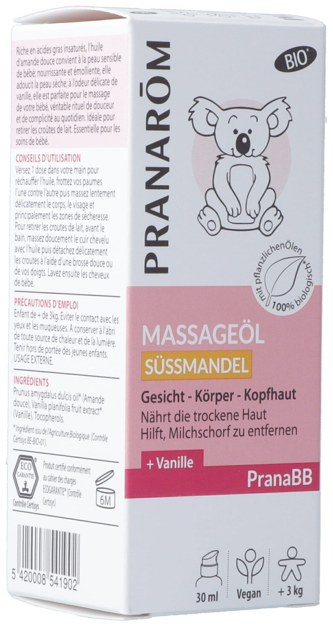 PRANAROM Huile de massage PranaBB Amande douce Bio Eco 30ml PRANAROM Huile de massage PranaBB Amande douce Bio Eco 30ml