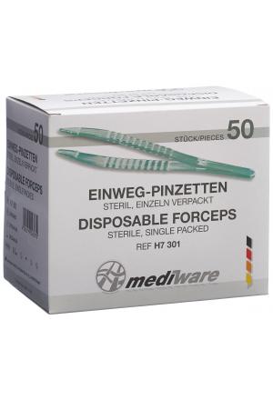 Servoprax pincettes à usage unique 12.5cm anatomique stérile transparent 50 pièces