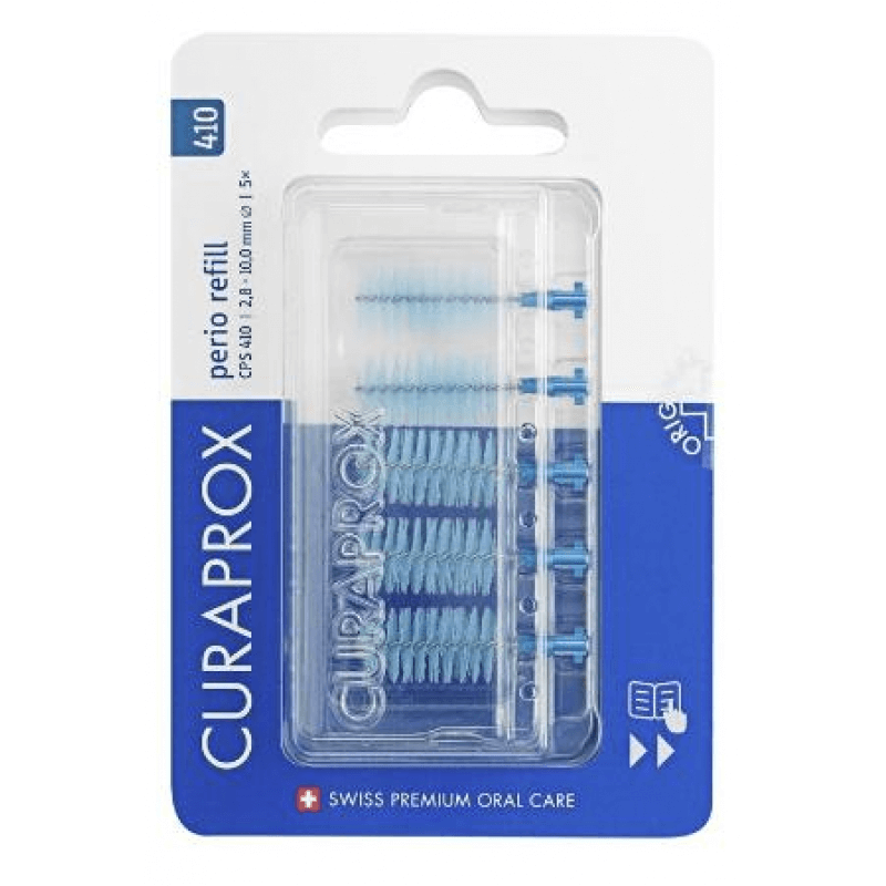 Curaprox CPS 410 Perio brossettes interdentaires refill deep sky blue 5 pièces Curaprox CPS 410 Perio brossettes interdentaires refill deep sky blue 5 pièces