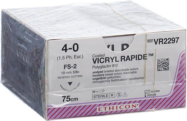 VICRYL RAPID 75cm non teinté 4-0 FS-2 36 pièces