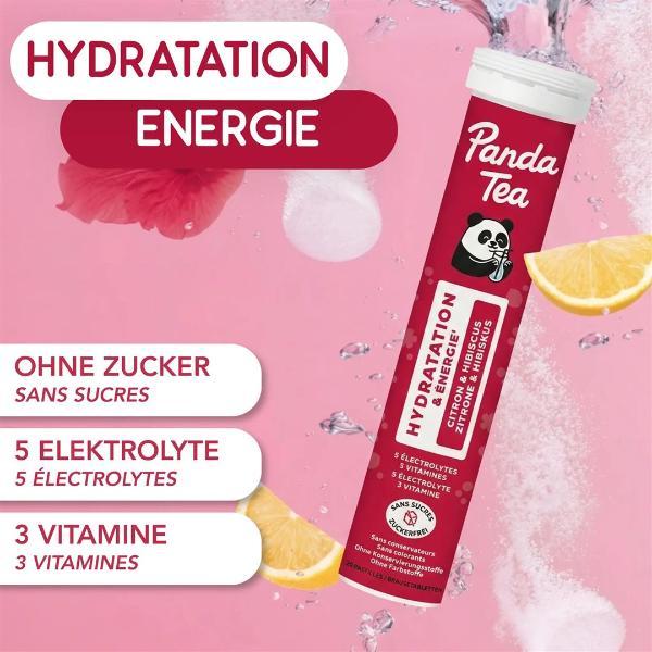 Panda Tea Hydratation Comprimés effervescents Citron & Hibiscus 20 pièces