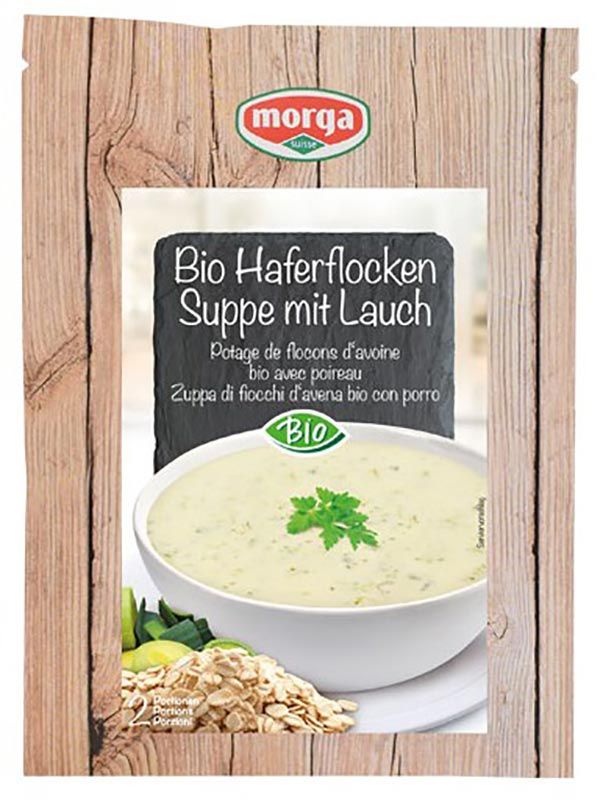 Morga Soupe de flocons d'avoine au poireau bio 45g Morga Soupe de flocons d'avoine au poireau bio 45g
