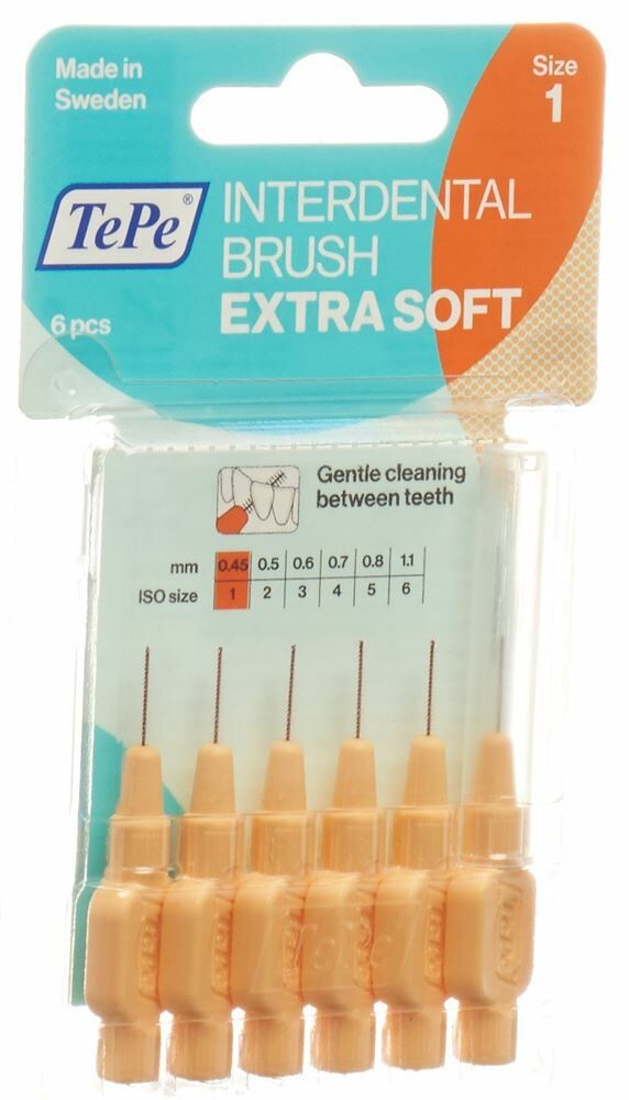 Brosse interdentaire TePe 0.45mm x-soft orange 6 pièces