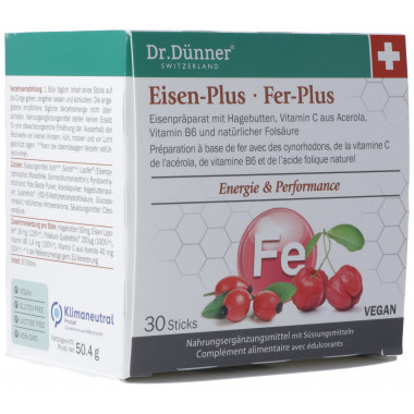 Dr. Dünner Fer-Plus Stick 30 pièces Dr. Dünner Fer-Plus Stick 30 pièces