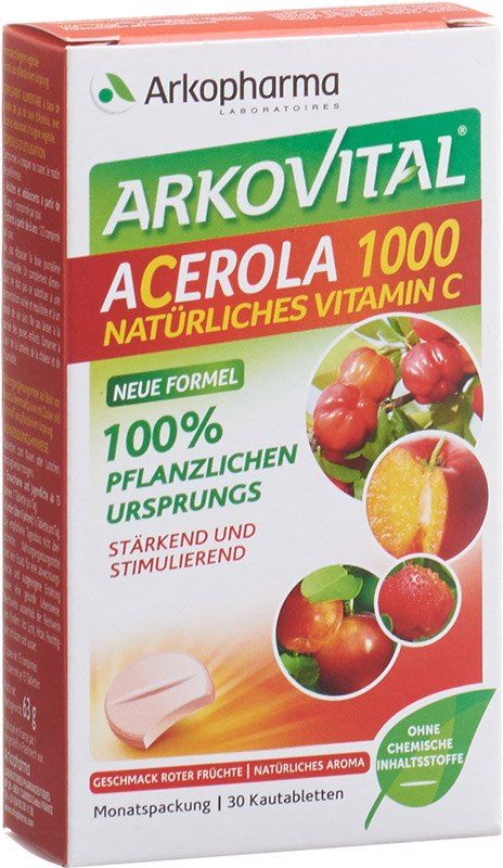 Arkovital Acérola Arkopharma comprimé 1000mg 30 pièces Arkovital Acérola Arkopharma comprimé 1000mg 30 pièces