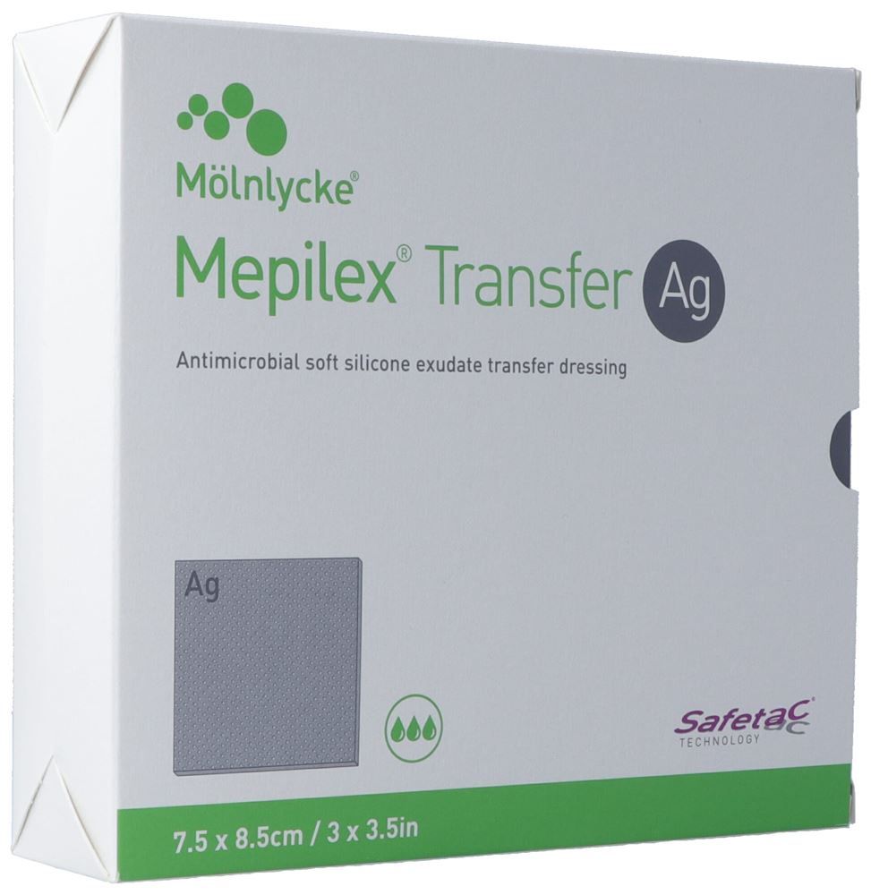 Mepilex Transfer Ag pansement de drainage 7.5x8.5cm 10 pièces