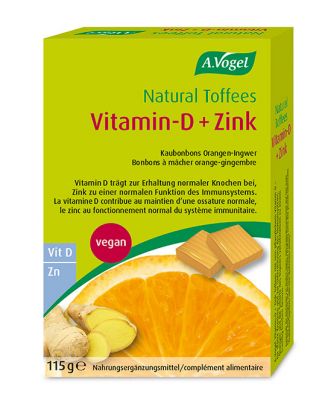 A. Vogel Natural Toffees Vitamine D+Zinc Orange-Gingembre 115g A. Vogel Natural Toffees Vitamine D+Zinc Orange-Gingembre 115g