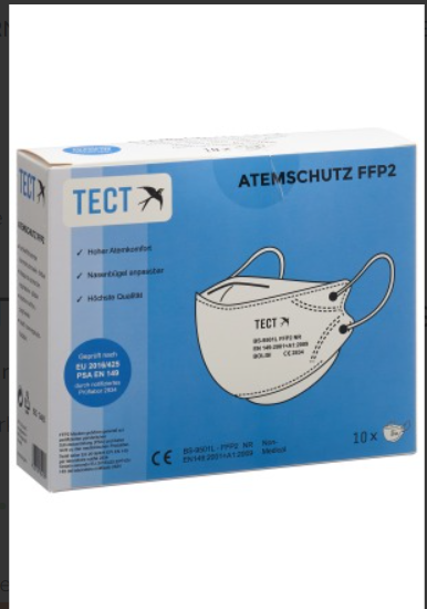 TECT FFP2 Masque de protection respiratoire comf falt o Vent 10 pièces