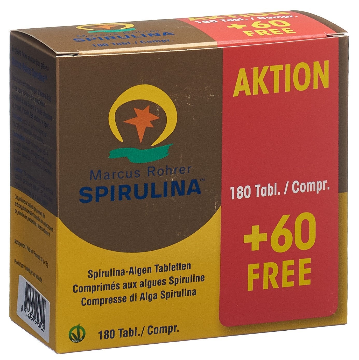 Comprimés de spiruline Marcus Rohrer 180 pièces + 60 pièces gratuites. Comprimés de spiruline Marcus Rohrer 180 pièces + 60 pièces gratuites.