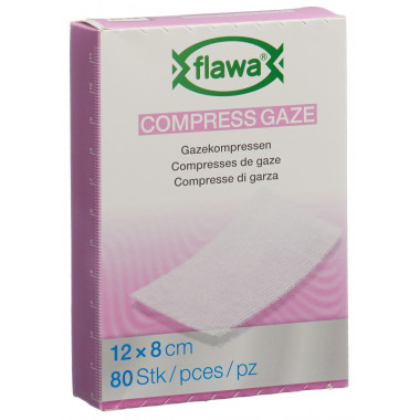 Flawa Compresses de gaze coupées 8x12cm traitées pour réduire les germes 80 pièces