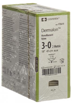 DERMALON 45cm bleu 3-0 C-13 36 pièces