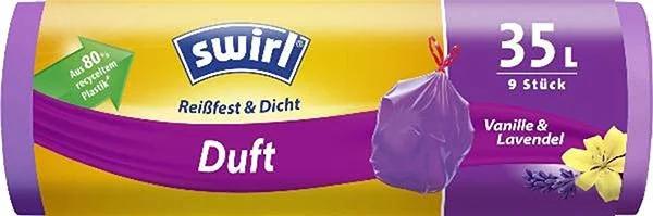Swirl sac poubelle parfumé 35l Lav-Vanil cordon de serrage 9 pièces