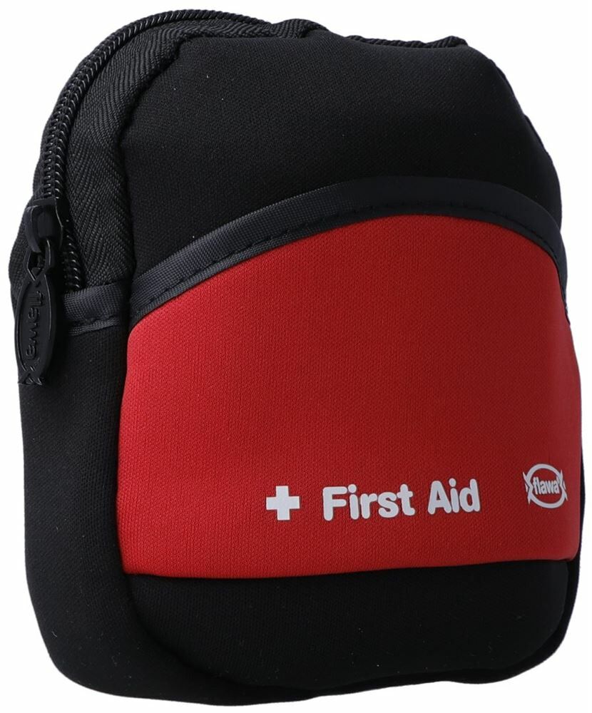 Trousse de pharmacie de loisirs FLAWA en néoprène noir/rouge