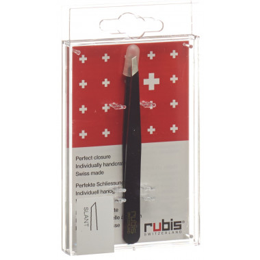 Pincette Rubis oblique noire Inox Pincette Rubis oblique noire Inox