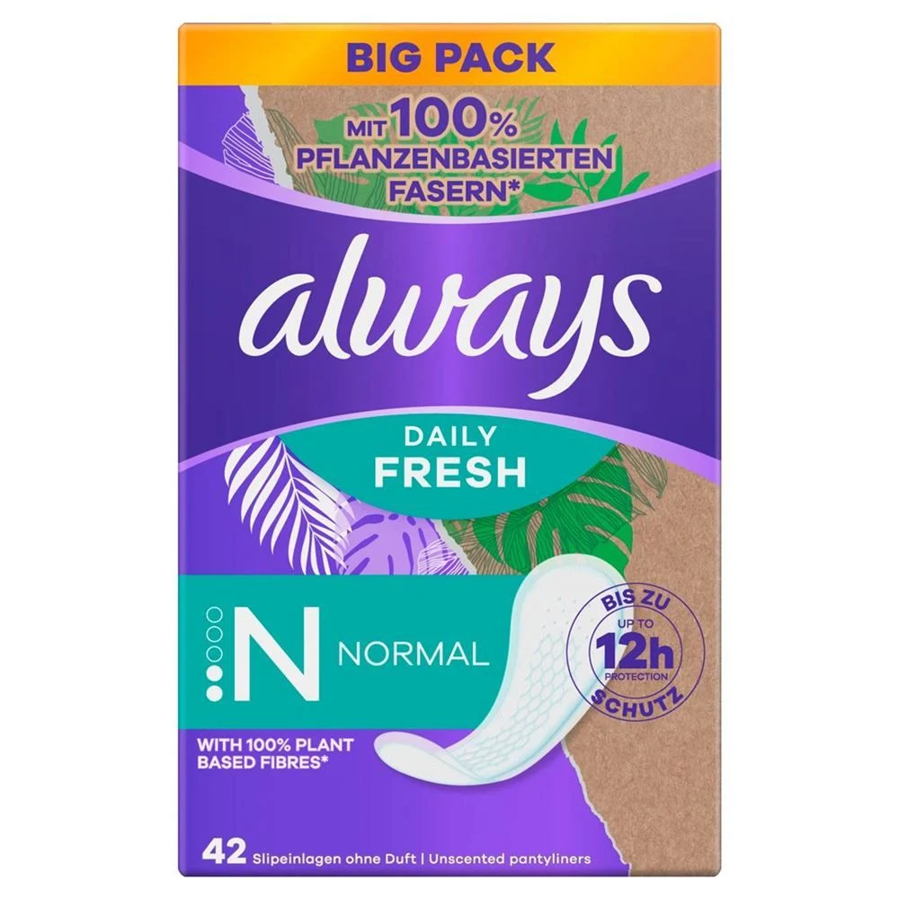always Protège-slips Daily Fresh 100% fibres végétales Normal BigPack 42 pièces