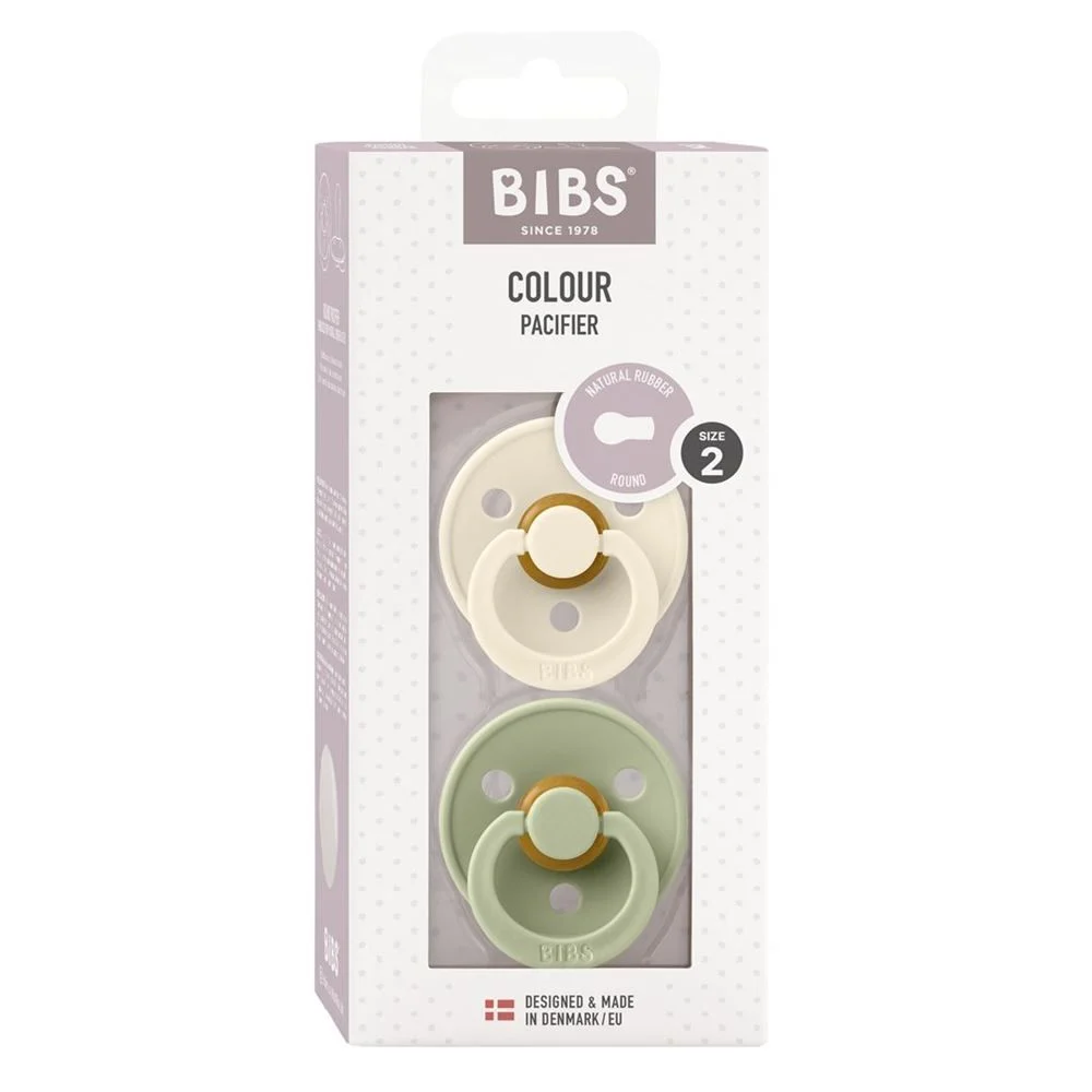 BIBS Colour Latex Round 6-12m ivory sage 2 pièces