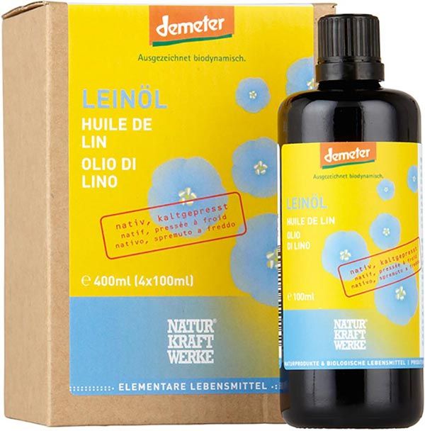 NATURKRAFTWERKE Huile de lin vierge Demeter 4 x 100ml NATURKRAFTWERKE Huile de lin vierge Demeter 4 x 100ml