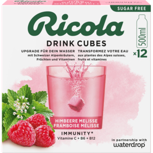 Ricola Drink Cubes Framboise Mélisse sans sucre 25.8g