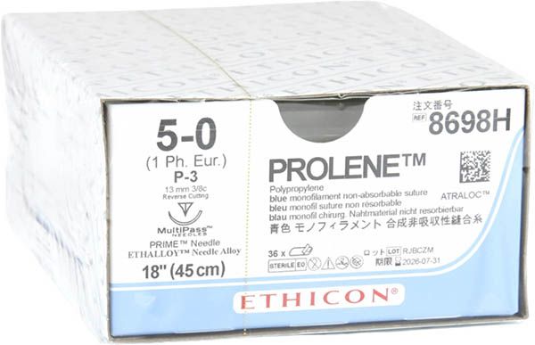 PROLENE 45cm bleu 5-0 P-3 36 pièces