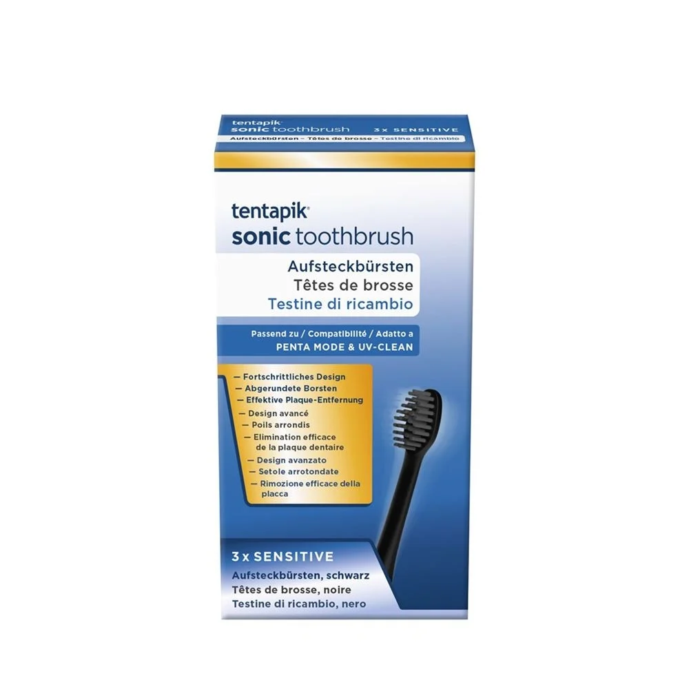 TENTAPIK Brosses à dents emboîtables sensitive black 3 pièces