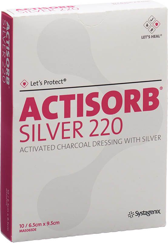 Actisorb Silver 220 pansement charbon 6.5x9.5cm 10 pièces Actisorb Silver 220 pansement charbon 6.5x9.5cm 10 pièces