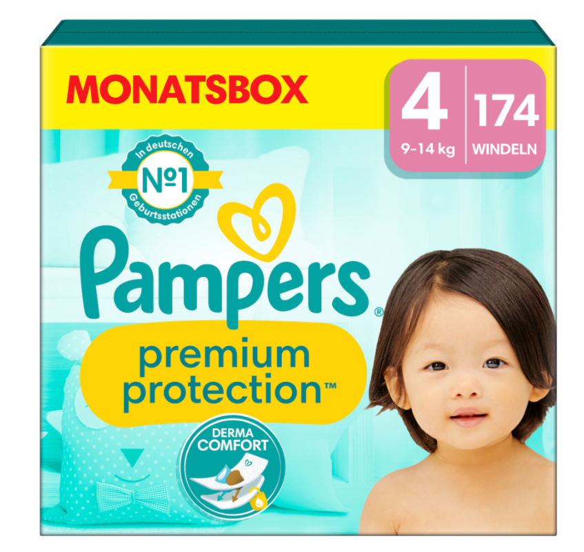 Pampers Prem Prot Gr4 9-14kg Maxi Mon Box 174 pièces