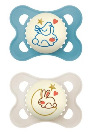 MAM Night Sucette 0-6 mois blue/white 2 pièces