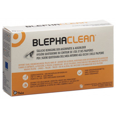 Lingettes nettoyantes Blephaclean stériles en emballage individuel 20 pièces Lingettes nettoyantes Blephaclean stériles en emballage individuel 20 pièces