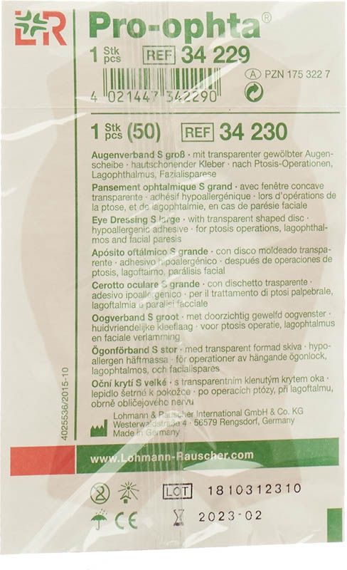 Pansement oculaire Pro Ophta S L transparent