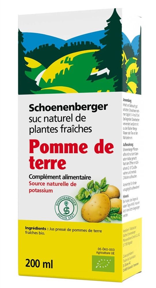 Schoenenberger Pomme de terre pur jus naturel de plantes fraîches bio 200ml Schoenenberger Pomme de terre pur jus naturel de plantes fraîches bio 200ml