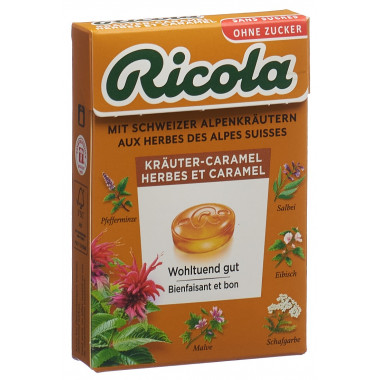 Ricola Caramel aux herbes sans sucre avec stévia boîte 50g
