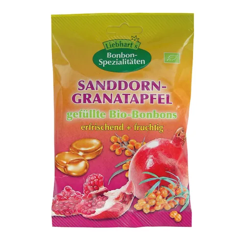 Bonbons bio Liebhart à l'argousier et à la grenade, 18 x 100 g