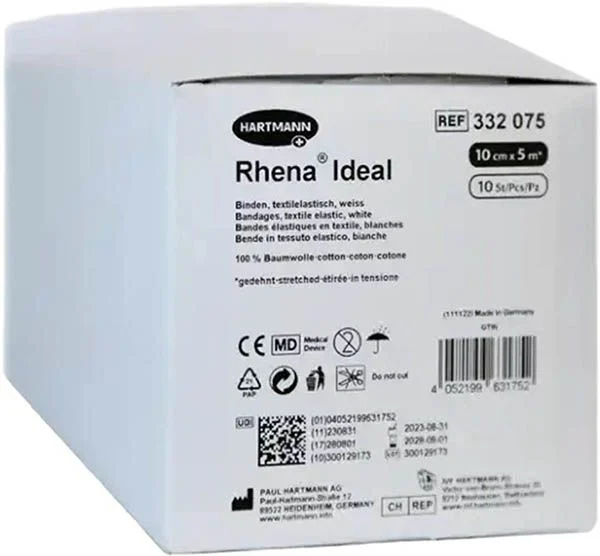 RHENA Ideal Bande élastique 6cmx5m blanc 10 pièces