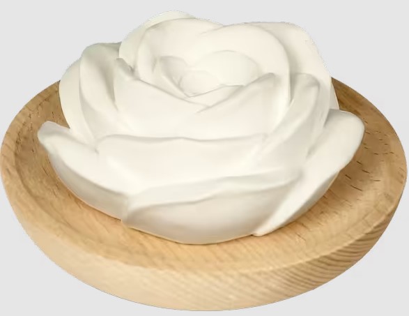 Pierre odorante FARFALLA Rose avec assiette en bois Pierre odorante FARFALLA Rose avec assiette en bois