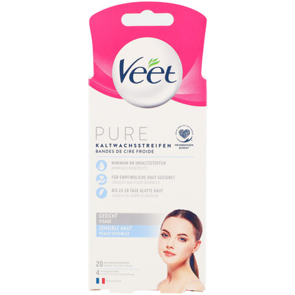 VEET Bande de cire froide visage peau sensible 20 pièces