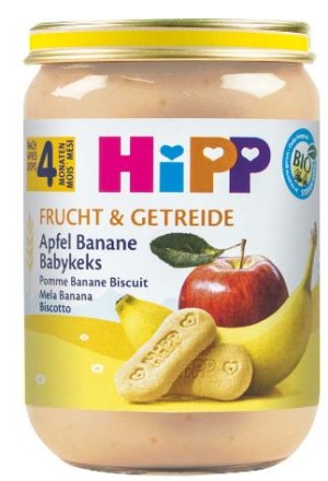 HIPP Bio Pomme Banane avec biscuit pour bébé pot 190g