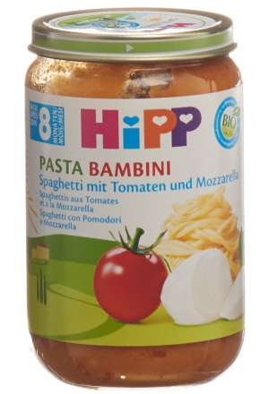 HiPP Pasta Bambini Spaghetti aux tomates et à la mozzarella 8 mois 220g
