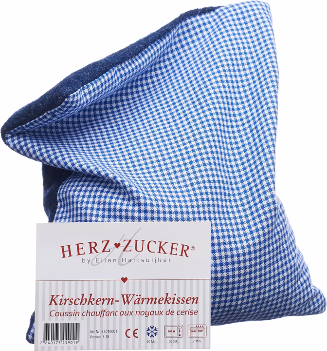HERZZUCKER Coussin aux noyaux de cerise 26 x 21 cm chat blanc bleu
