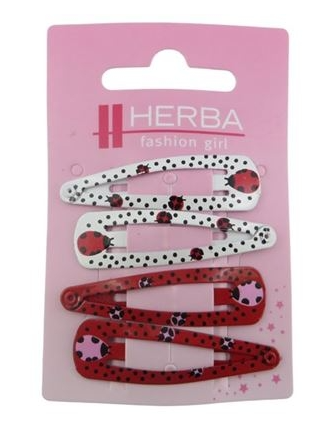 Herba Kids Clips 5cm rouge/blanc 4 pièces