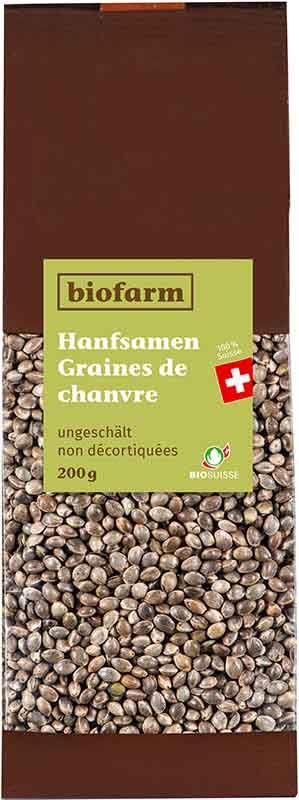 Graines de chanvre non décortiquées BIOFARM Bourgeon CH 200g