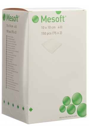 Mesoft NW Compresses non tissées 10x10cm stériles 75 Btl 2 pièces