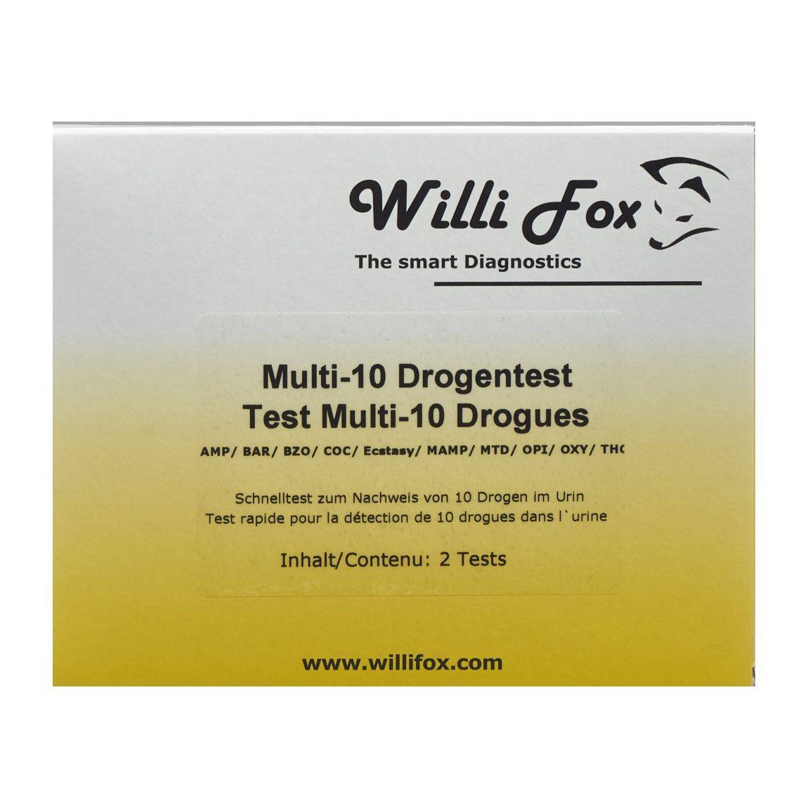 Willi Fox Test de dépistage de drogues Multi 10 urine 2 pièces Willi Fox Test de dépistage de drogues Multi 10 urine 2 pièces