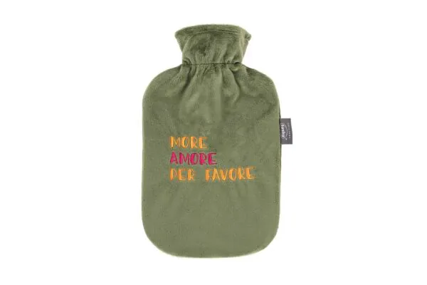 Bouteille d'eau chaude FASHY 2l Housse moelleuse verte Stick