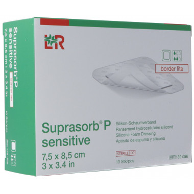 Suprasorb P sensitive border lite 7.5x8.5cm 10 pièces