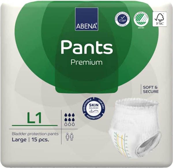 Abena Pants Premium L1 vert large, 15 pièces Abena Pants Premium L1 vert large, 15 pièces